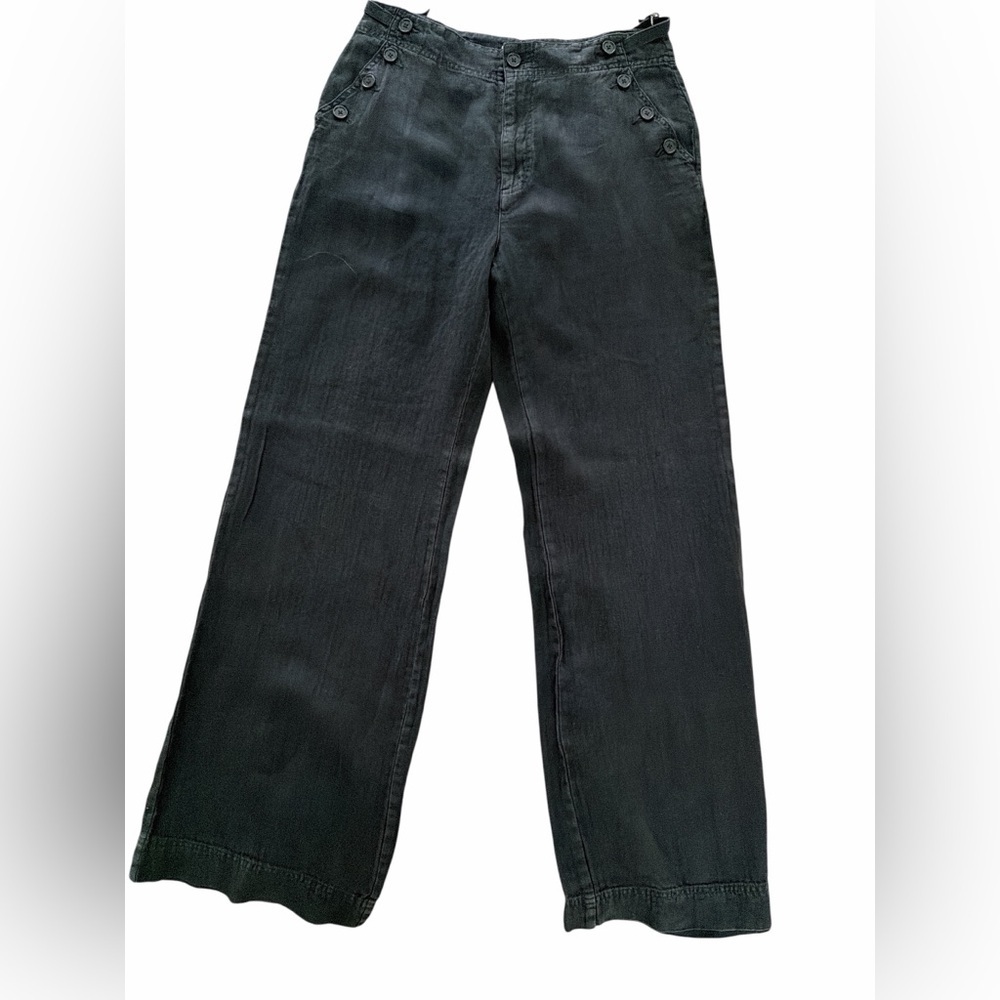 Sundance Oaklee Linen Pants Wide Leg Black Size Medium